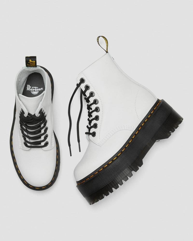 White Women's Dr Martens 1460 Pascal Max Leather Platform Boots | CA 231HAP